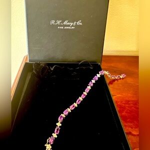 Citrine and white Topaz oval link bracelet in Sterling Silver